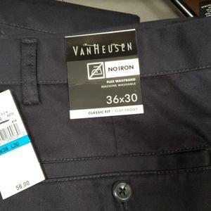 VanHeusen classic fit flat front navy blue khakis
